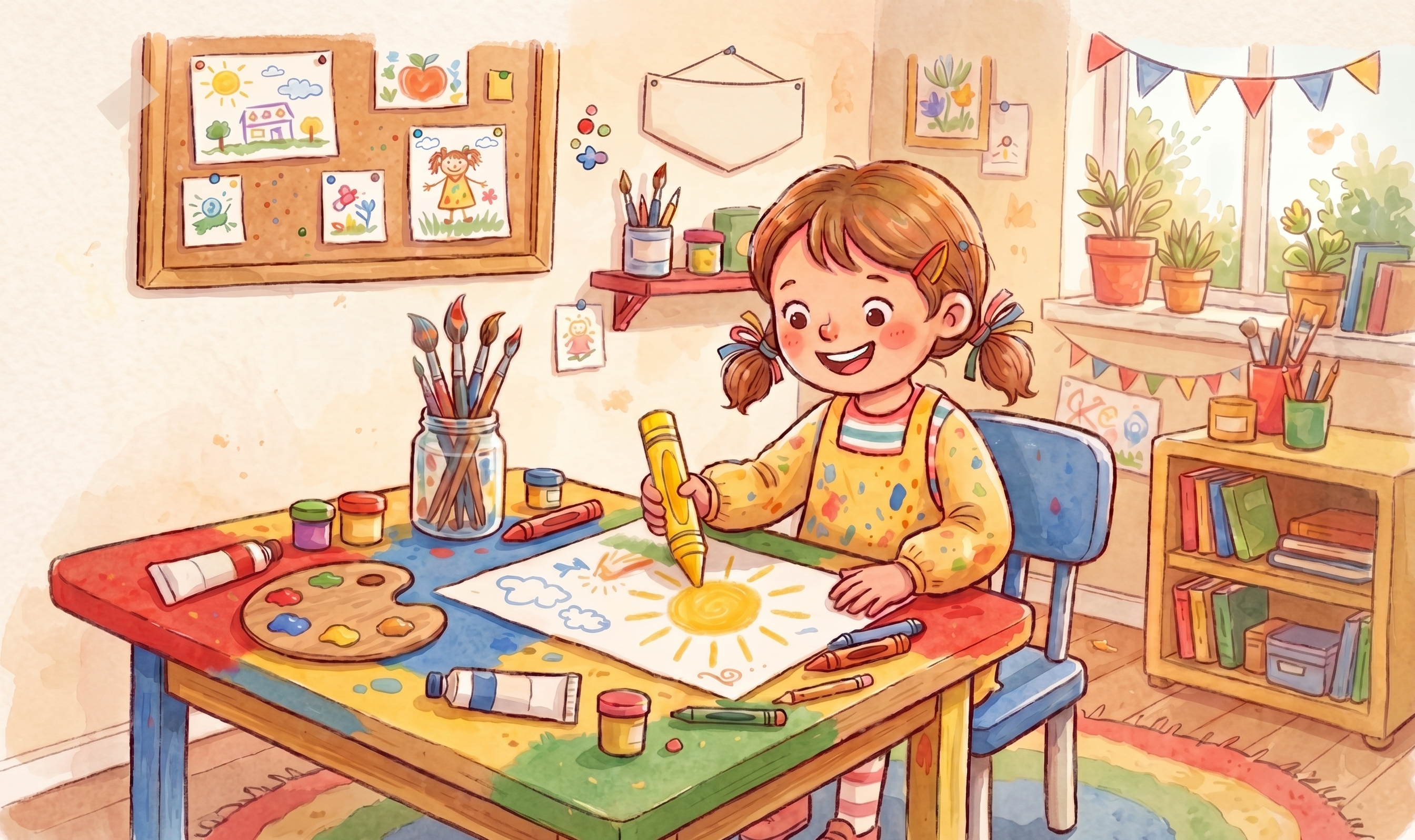 Ilustrasi Kello: anak dan orang tua dengan aktivitas art therapy